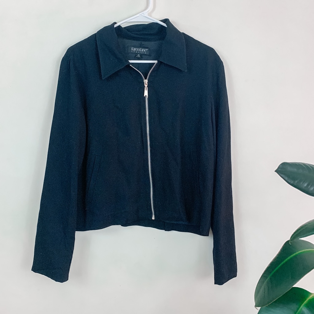 Karen Kane Black Zip Up Blazer Jacket (M)